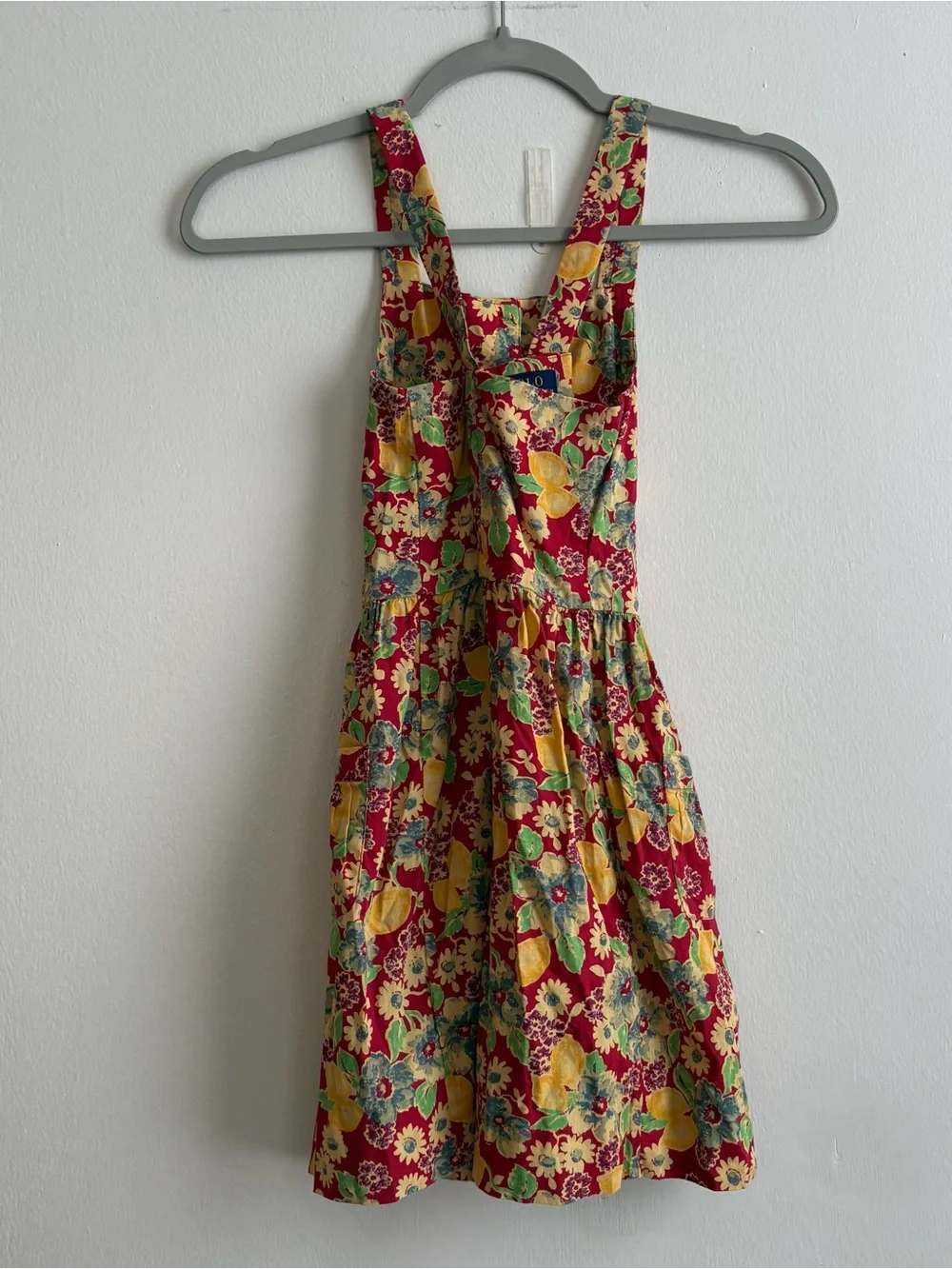 Polo Ralph Lauren Red Girls 7 Floral Fit & Flare Sleeveless Square Neck Dress